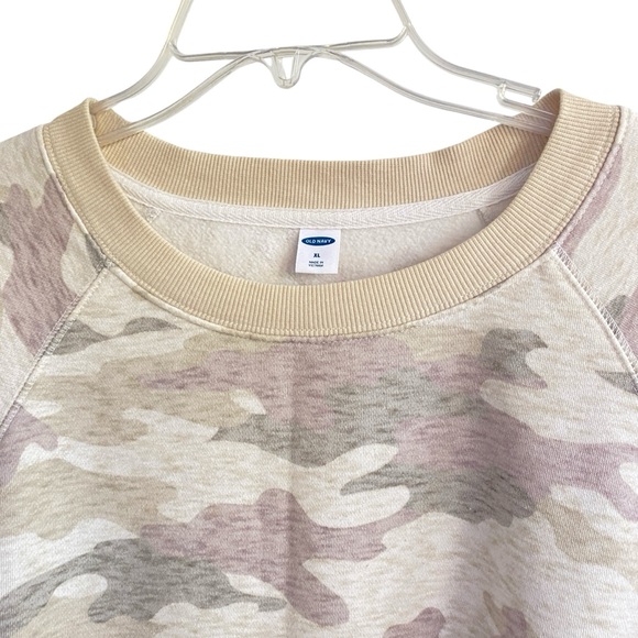 OLD NAVY Camo Sweatshirt Cream & Gray Long Sleeve EXTRA LARGE - Picture 4 of 8